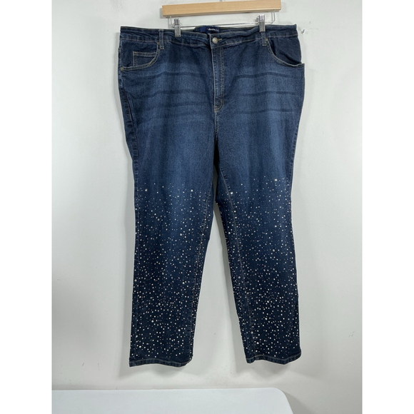 Denim 24/7 Denim - Womans Excellent Condition Denim 24/7 Blue Jeans 24W Stud Accent 0155/A-5